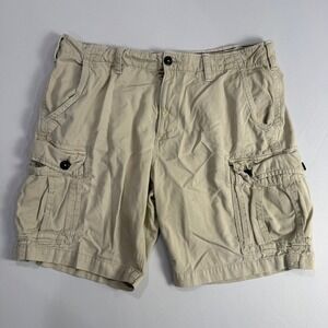American Eagle Classic Cargo Shorts Mens Size 38 Beige Cotton Casual
